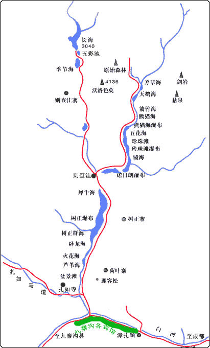 九寨沟景区交通图